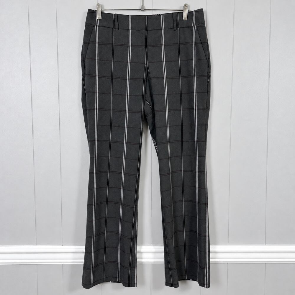 Trouser Pants Women’s 10 Gray Plaid Stretch Wide Leg Career Dress Julie Loft